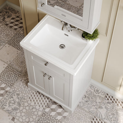 Hudson Reed Old London 600mm Floor Standing 2 Door Vanity Unit With Fireclay Basin