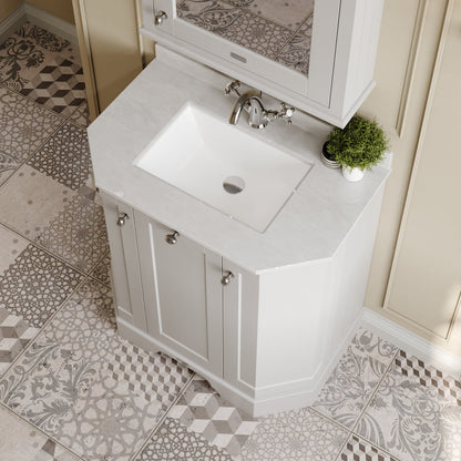 Hudson Reed Old London 786mm Floor Standing 3 Door Vanity Unit With White Marble Top Basin