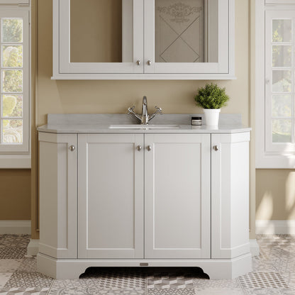 Floor Standing 4 Door Angled Vanity Unit with 1 Tap Hole Grey Marble Top 1200mm