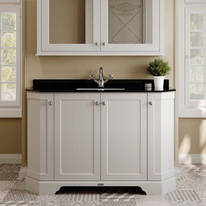 Floor Standing 4 Door Angled Vanity Unit with 1 Tap Hole Black Marble Top 1200mm