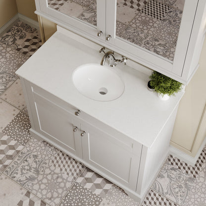 Floor Standing 2 Door Vanity Unit with 1 Tap Hole White Marble Top 1000mm