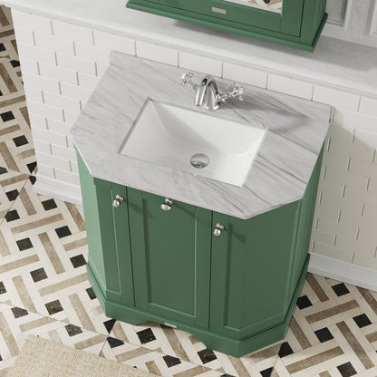 Floor Standing 3 Door Vanity Unit with 1 Tap Hole Grey Marble Top 750mm