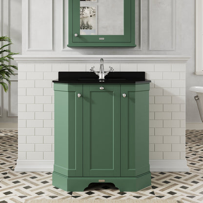 Floor Standing 3 Door Vanity Unit with 1 Tap Hole Black Marble Top 750mm