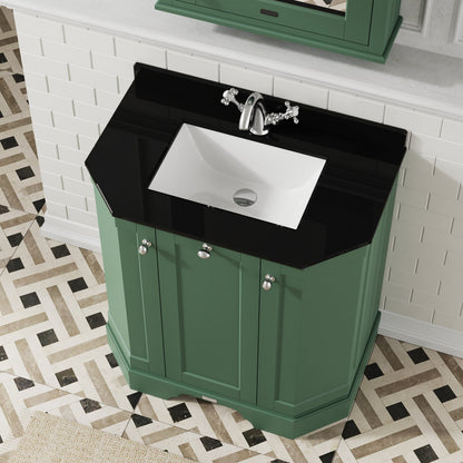 Floor Standing 3 Door Vanity Unit with 1 Tap Hole Black Marble Top 750mm