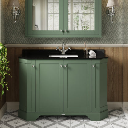 Hudson Reed Old London 1236mm Hunter Green Floor Standing 4 Door Vanity Unit With Black Marble Top