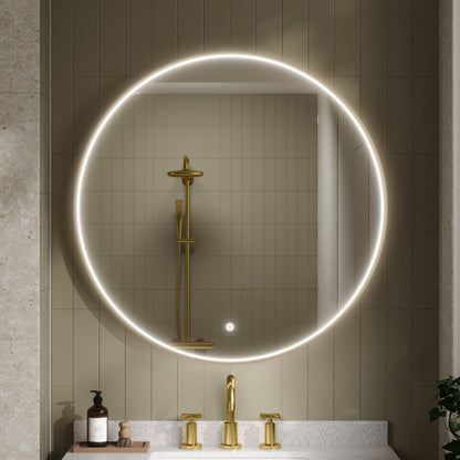 Mensa Brushed Brass Inset Frame LED Mirror - 800mm