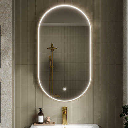 Columba Brushed Brass Inset Frame LED Mirror - 800 x 500mm