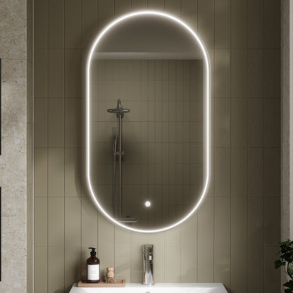 Columba Polished Chrome Inset Frame LED Mirror - 800 x 500mm