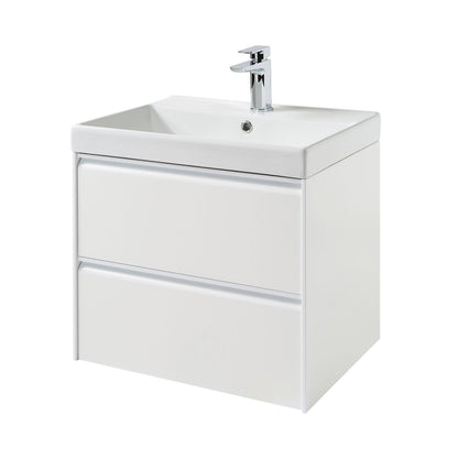 Moon 600mm 2 Drawer Wall Mounted Unit Matt White
