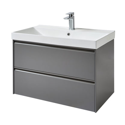 Moon 800mm 2 Drawer Wall Mounted Unit Matt Grey