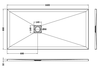 Rectangular Slimline Shower Tray 1600 x 800mm