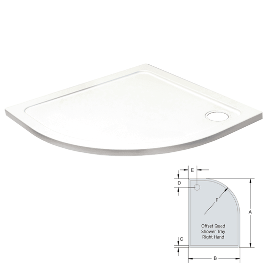 K-Vit 1200 x 800mm RH Offset Quad Low Profile Tray