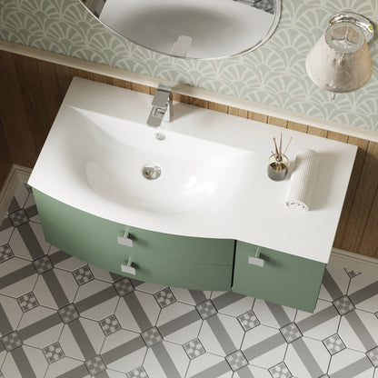 Hudson Reed Sarenna 1000mm Left Hand 2 Drawer 1 Door Hunter Green Wall Hung Vanity Unit With Basin
