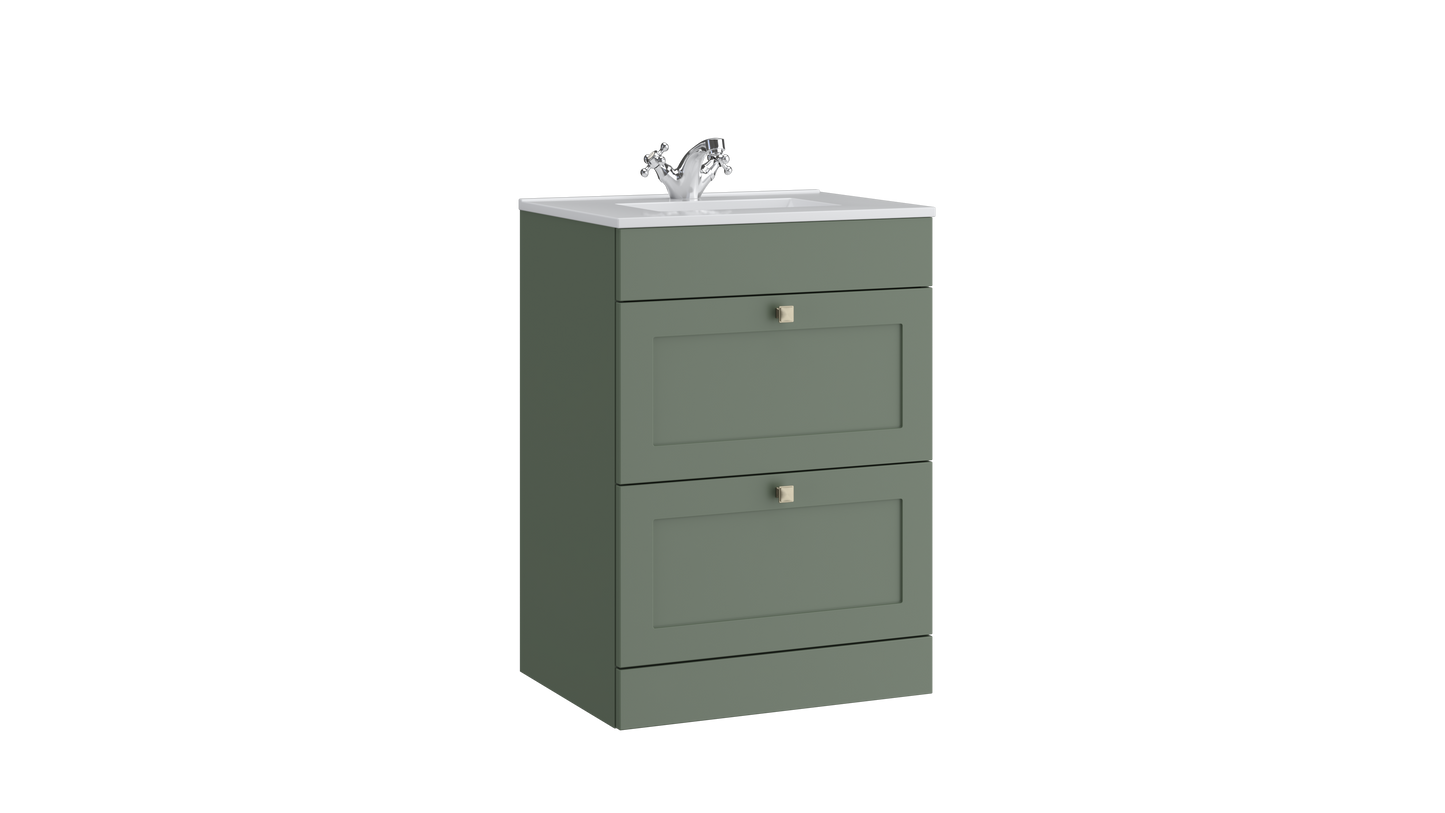 Sanctuary 600mm 2 Drawer Floor Standing Unit Corymbia Green