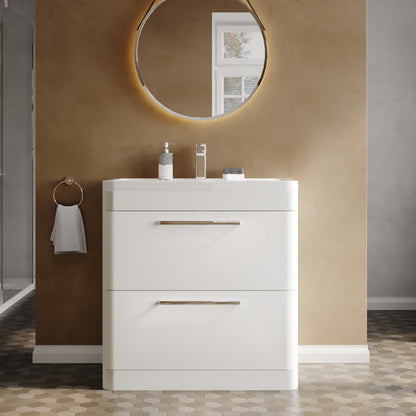 Hudson Reed Solar 800mm Floor Standing 2 Drawer Vanity Unit With Ceramic Basin