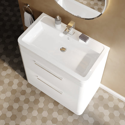 Hudson Reed Solar 800mm Floor Standing 2 Drawer Vanity Unit With Ceramic Basin
