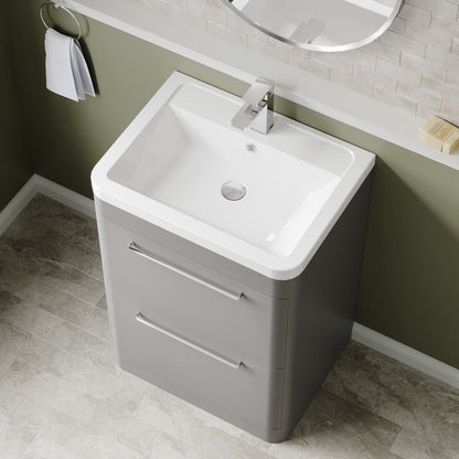 Hudson Reed Solar 600mm Floor Standing 2 Drawer Vanity Unit With Ceramic Basin