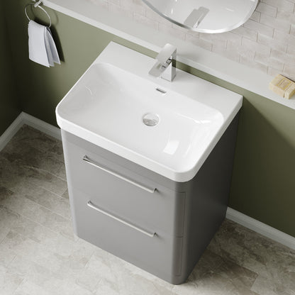 Hudson Reed Solar 600mm Floor Standing 2 Drawer Vanity Unit With Ceramic Basin