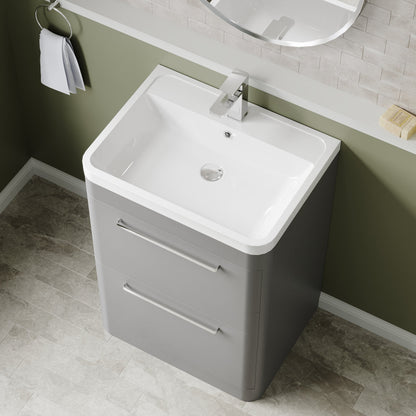 Hudson Reed Solar 600mm Floor Standing 2 Drawer Vanity Unit With Polymarble Basin