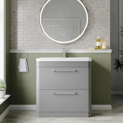 Hudson Reed Solar 800mm Floor Standing 2 Drawer Vanity Unit With Polymarble Basin