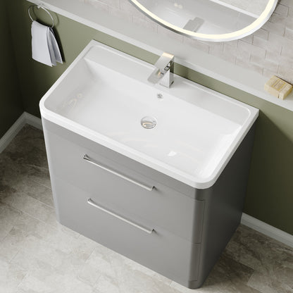 Hudson Reed Solar 800mm Floor Standing 2 Drawer Vanity Unit With Polymarble Basin