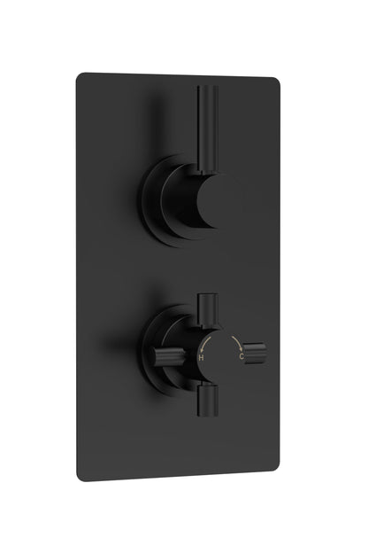 Tec Pura Twin Thermostatic Shower Valve Matt Black