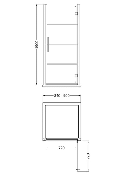 Apex 900mm Hinged Shower Door 8mm Glass