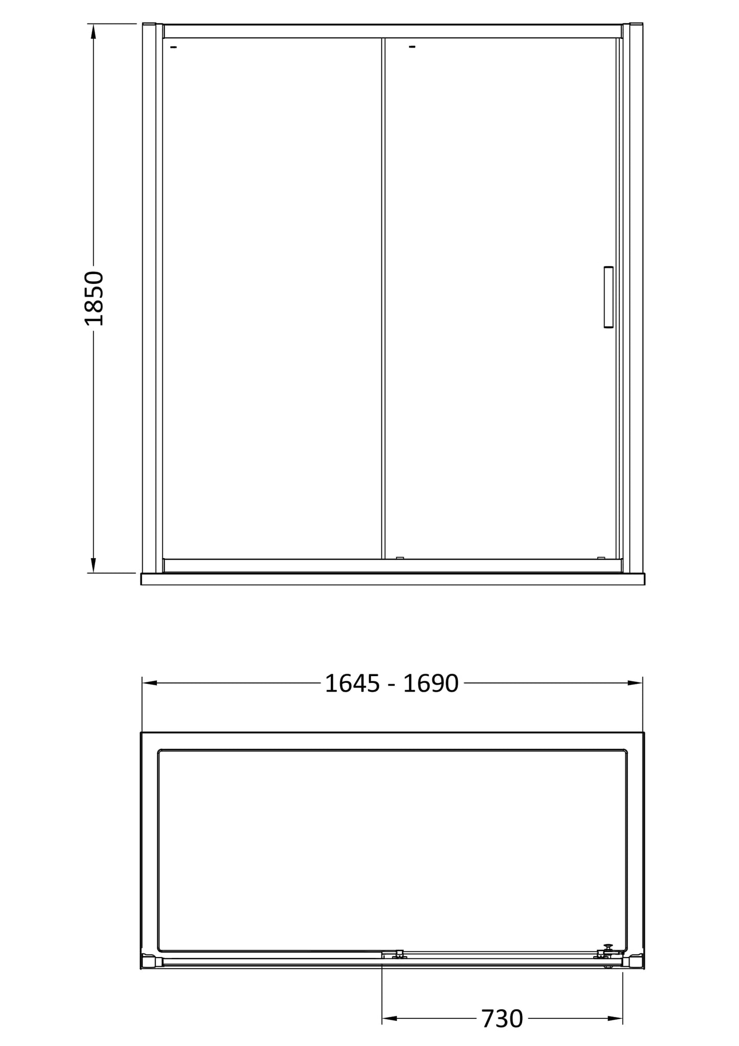 Pacific 1700mm Single Sliding Door 6mm Glass