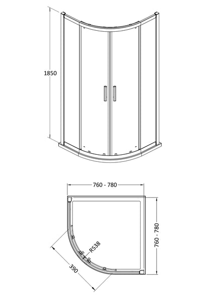 Pacific 800mm Quadrant Enclosure 6mm Glass