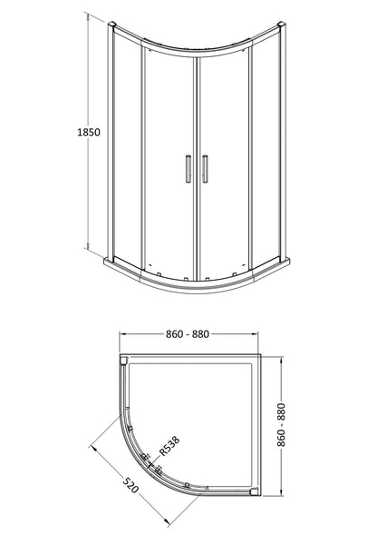 Pacific 900mm Quadrant Enclosure 6mm Glass