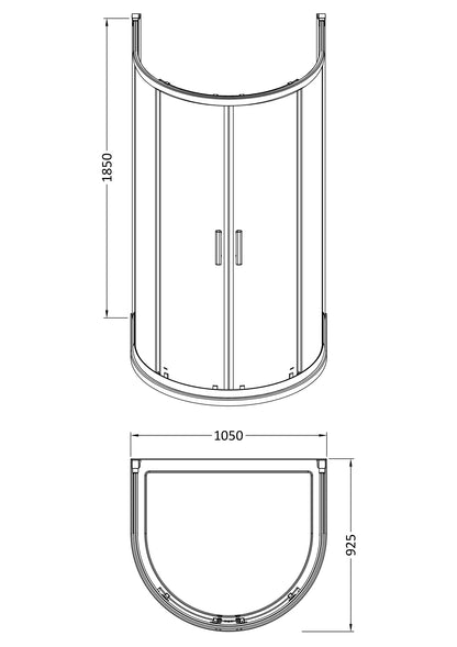 Hudson Reed Pacific 1050mm D-Shape Shower Enclosure
