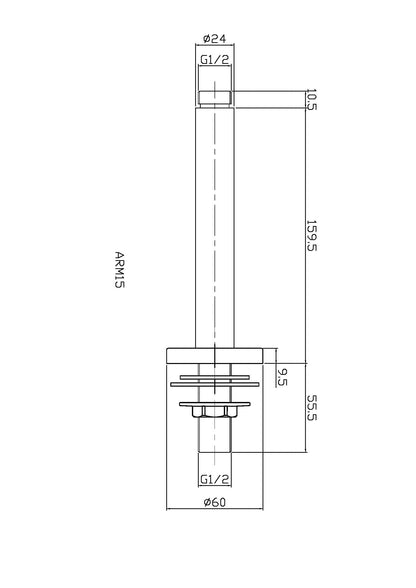 Fixed Shower Heads Wall-Mounted Arm Brushed Brass