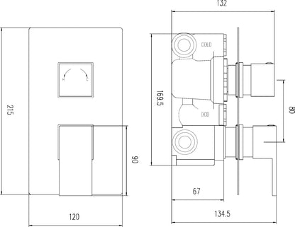 Art Twin Thermostatic Shower Valve With Diverter