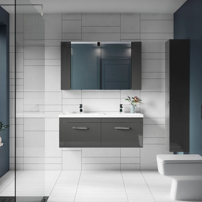 Fusion Fitted Wall Hung 2 Door Mirror Unit (75/25) 600mm