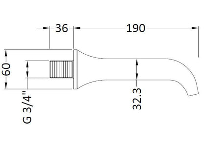 Taps Wall Mounted Bath Spout Polished Chrome