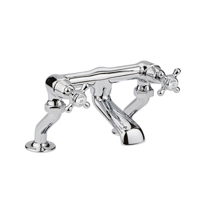 White Topaz With Crosshead Handle Deck Mounted Bath Filler