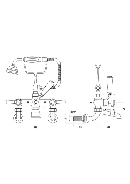 White Topaz With Lever Handle Wall Mounted Bath Shower Mixer