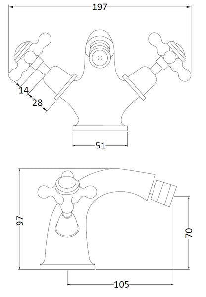 White Topaz With Crosshead Handle Bidet Tap