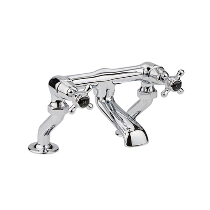 Black Topaz With Crosshead Handle Deck Mounted Bath Filler