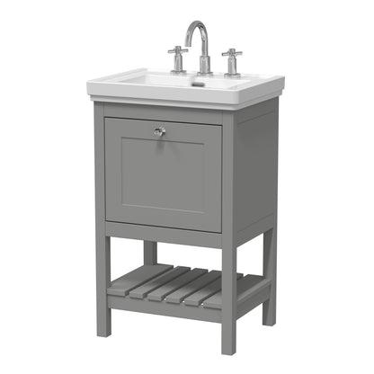Hudson Reed Bexley 500mm Floor Standing 1 Drawer Vanity Unit With 3 Tap Hole Basin