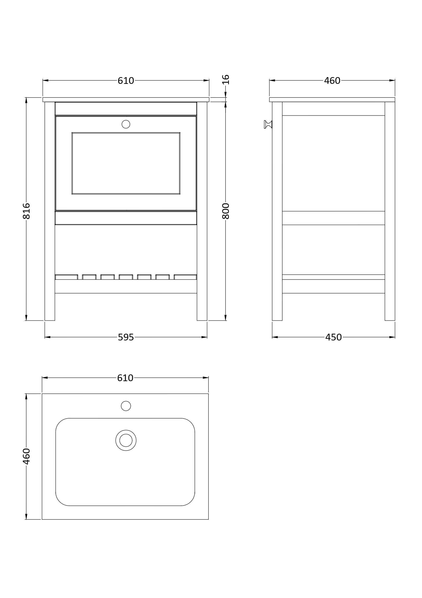 Bexley Floor Standing 1 Drawer Vanity & 1 Tap Hole Stone Basin, 600mm - Cool Grey