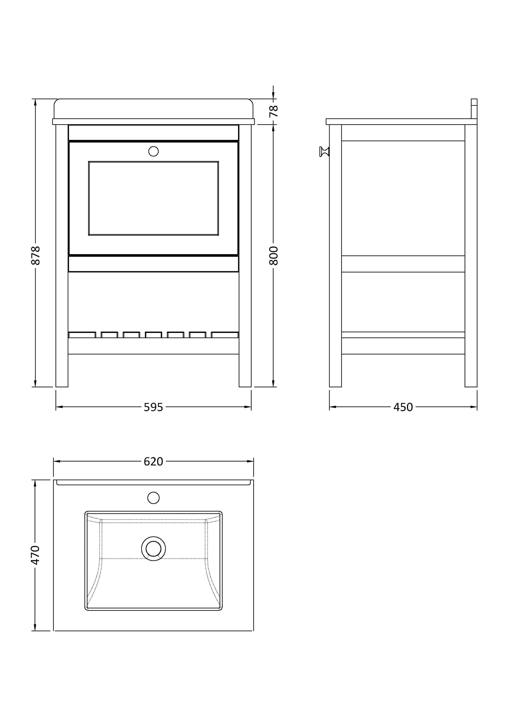 Hudson Reed Bexley 600mm Floor Standing 1 Drawer Vanity Unit With Marble Top Basin