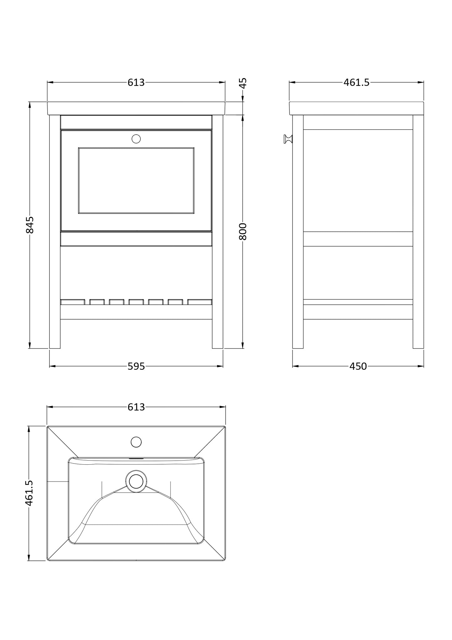 Hudson Reed Bexley 600mm Fern Green Traditional Floor Standing 1 Drawer Vanity Unit with 1 Tap Hole Basin