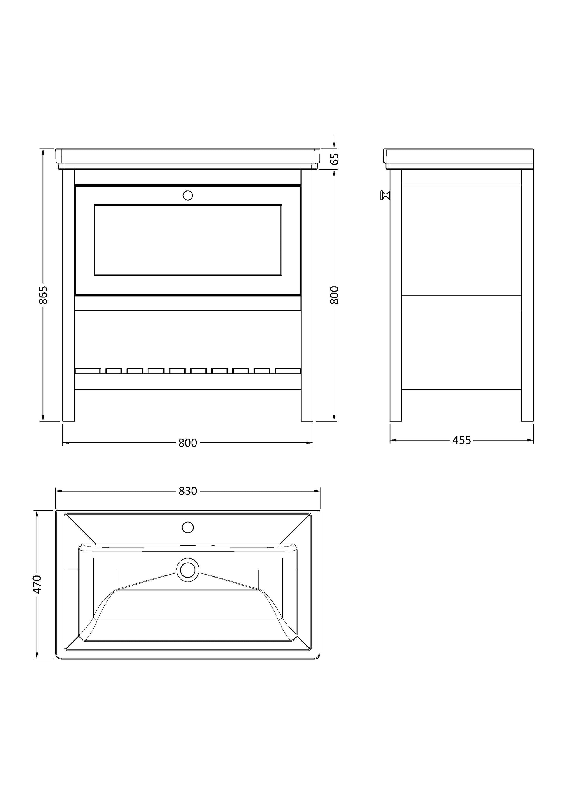Hudson Reed Bexley 800mm Fern Green Floor Standing 1 Drawer Vanity Unit with 1 Tap Hole Basin