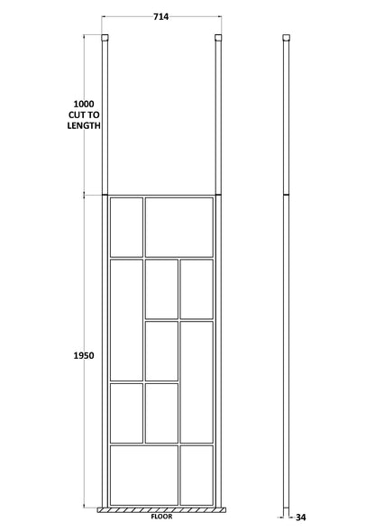 Abstract 700mm Frame Wetroom Screen with Ceiling Posts