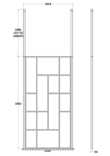 Abstract 1000mm Frame Wetroom Screen with Ceiling Posts