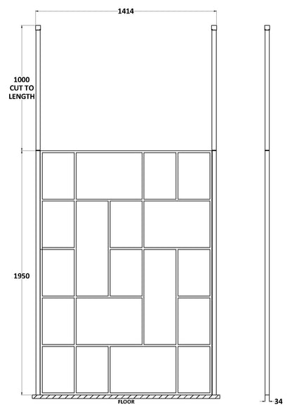 Abstract 1400mm Frame Wetroom Screen with Ceiling Posts