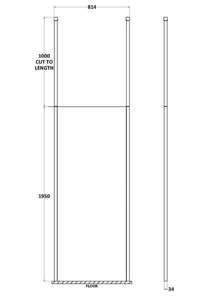800mm Wetroom Screen with Ceiling Posts