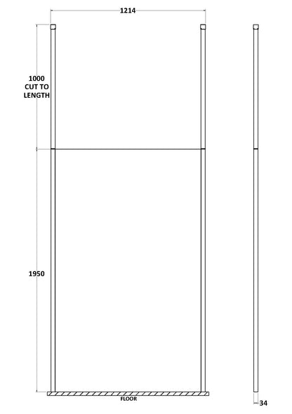 1200mm Wetroom Screen with Ceiling Posts