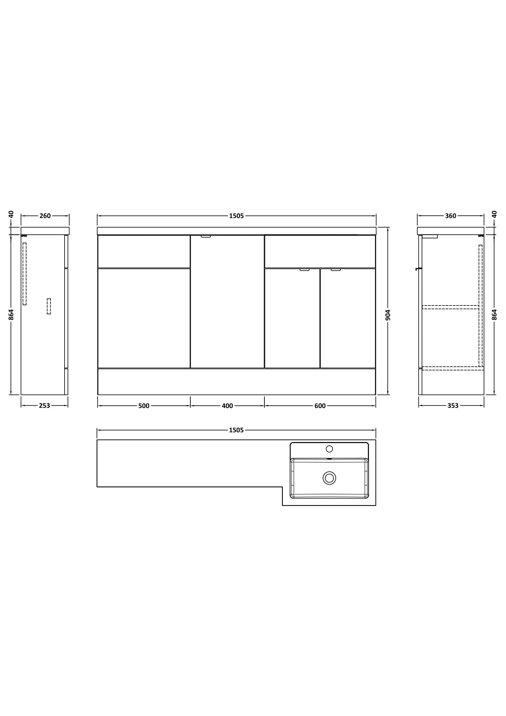 Hudson Reed Fusion 1500mm Floor Standing 2 Door Right Hand Vanity Basin & Toilet Combination Unit